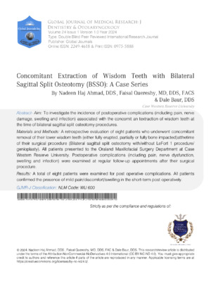 Concomitant Extraction of Wisdom Teeth with Bilateral Sagittal Split Osteotomy(BSSO): A Case Series