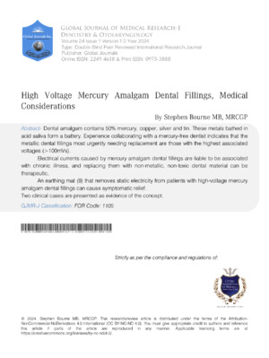 High Voltage Mercury Amalgam Dental Fillings, Medical Considerations