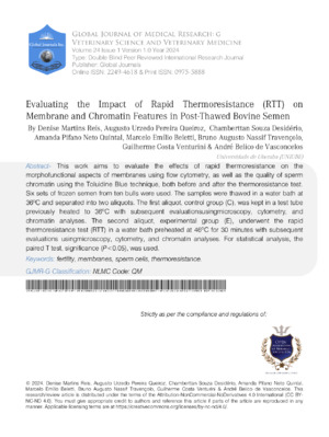 Evaluating the Impact of Rapid Thermoresistance (RTT) on Membrane and Chromatin Features in Post-Thawed Bovine Semen