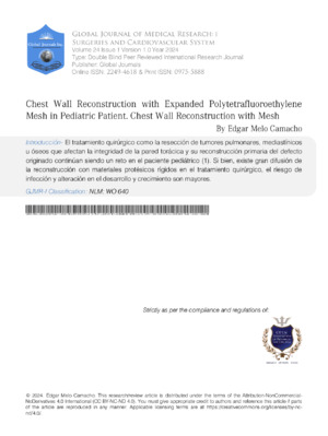 Chest Wall Reconstruction with Expanded Polytetrafluoroethylene Mesh in Pediatric Patient