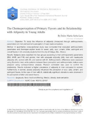The Chemoperception of Primary Flavors and Its Relationship With Adiposity in Young Adults