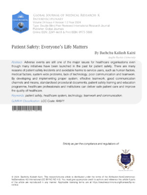 Patient Safety: Everyone’s Life Matters