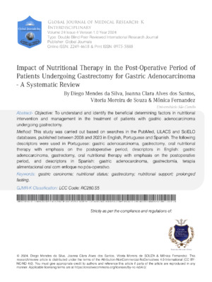 Impact of Nutritional Therapy in the Post-Operative Period of Patients Undergoing Gastrectomy for Gastric Adenocarcinoma: A Systematic Review