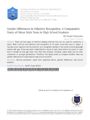 Gender Differences in Olfactory Recognition: A Comparative Study of Odour Stick Tests in High School Students