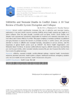 Stillbirths and Neonatal Deaths in Conflict Zones: A 10-Year Review of Health System Collapse