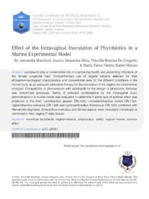 Effect of the Intravaginal Inoculation of Phytobiotics in a Murine Experimental Model